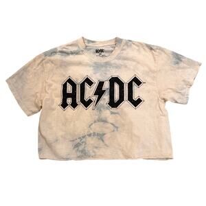 AC/DC Tye Dye Cropped Cotton Concert T-Shirt, size S/M
